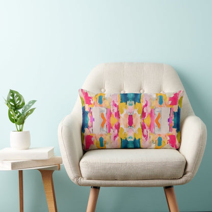Eva Boho Lumbar Throw Pillow – Abstract Painted Print